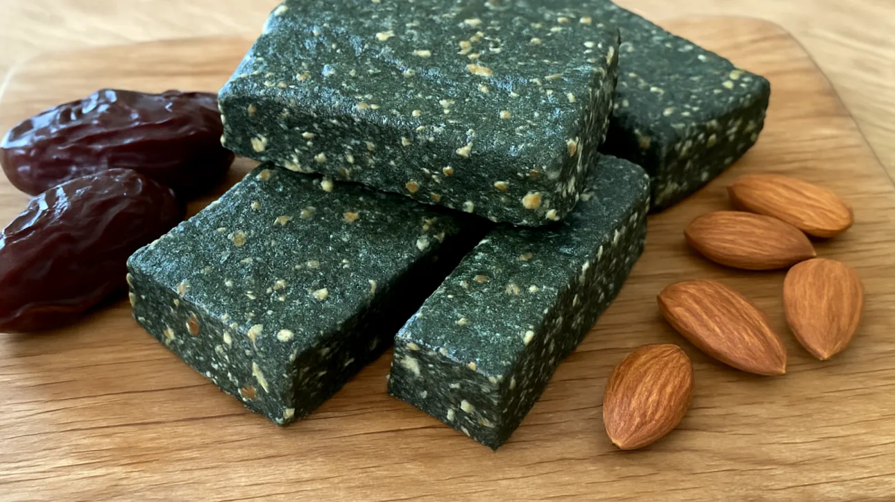 Barrette di datteri, mandorle e spirulina fatte in casa"