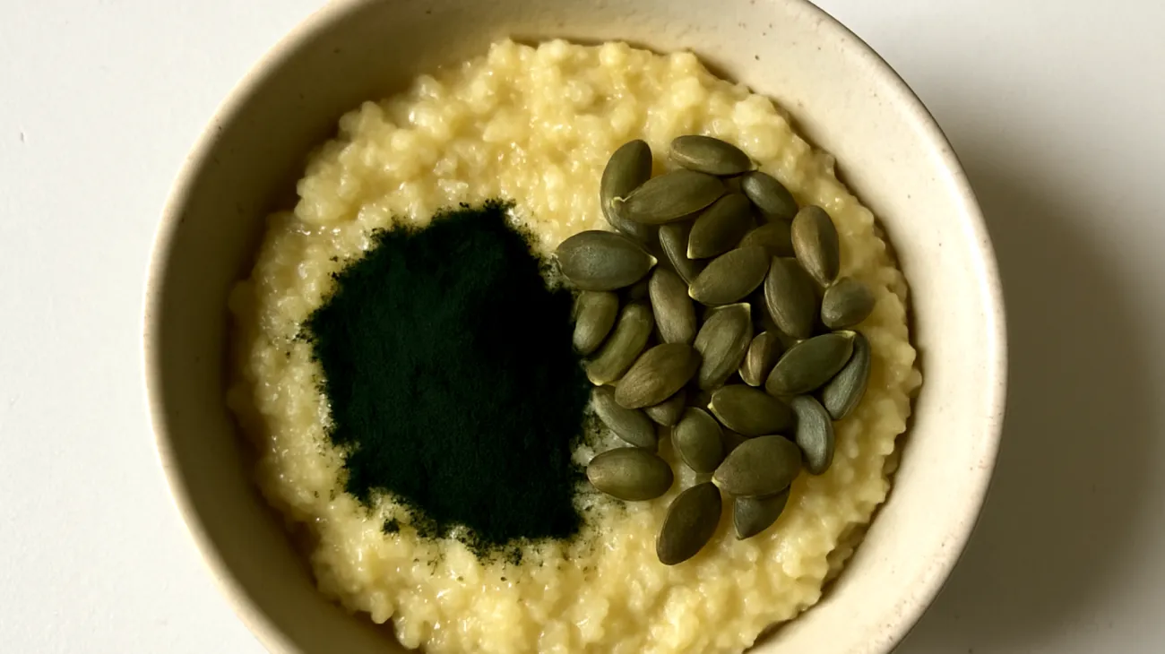 Porridge di miglio con semi di zucca e spirulina"
