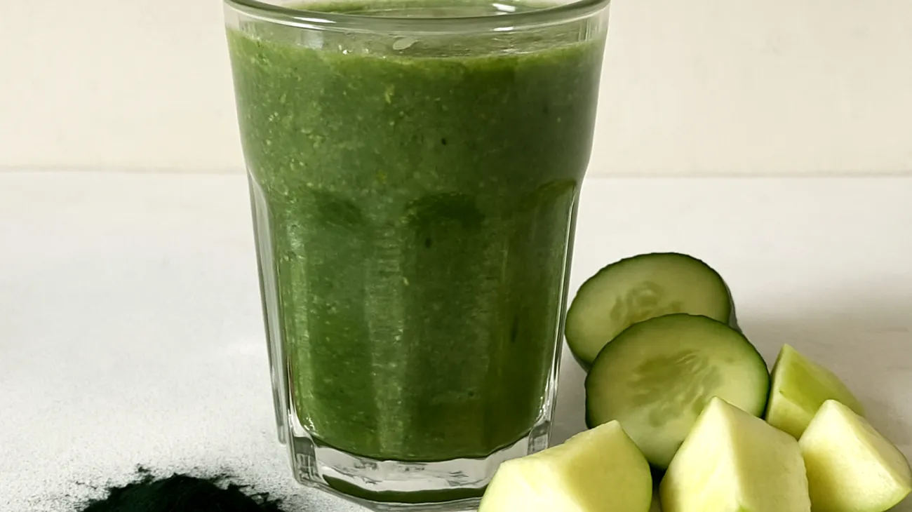 Smoothie verde con spirulina, cetriolo e mela verde"