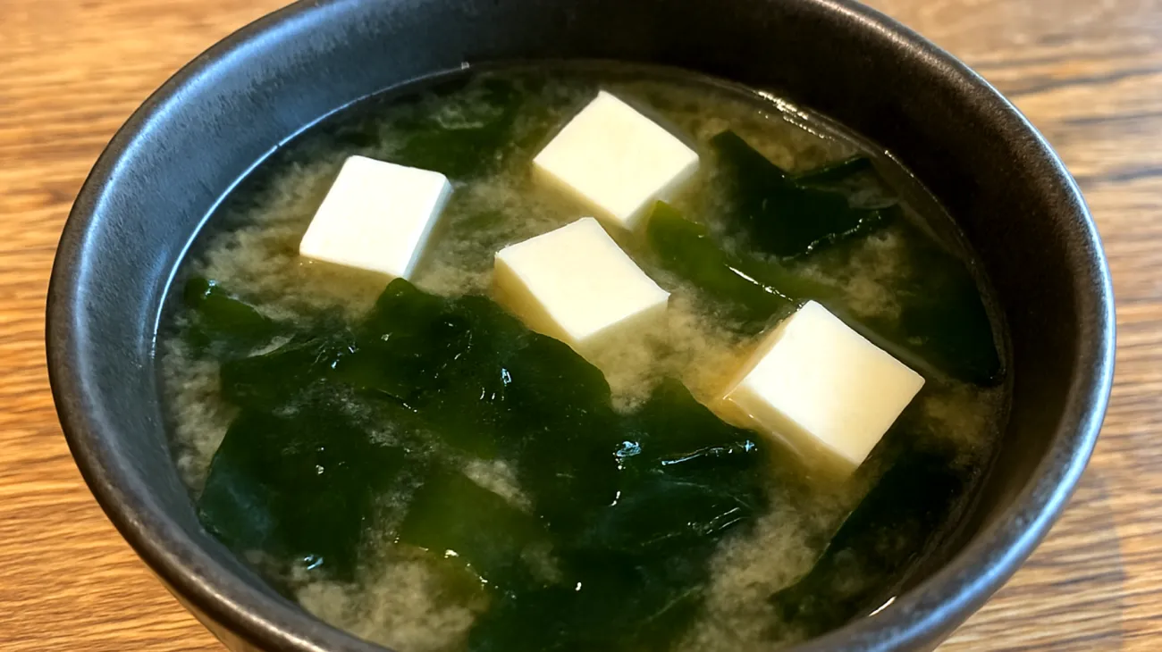 Zuppa di miso con alghe wakame e tofu"